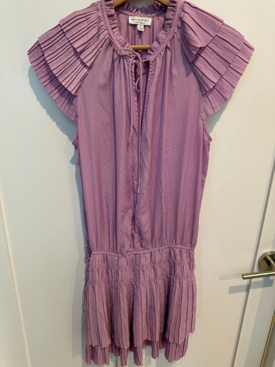 Current Air Dresses & Skirts - Current Air Mauve Tie-Neck Pleated Sleeve Mini Dress
